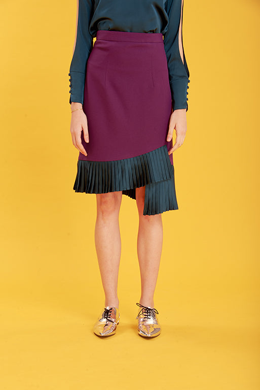 ZN121713S : TWO-TONE SKIRT