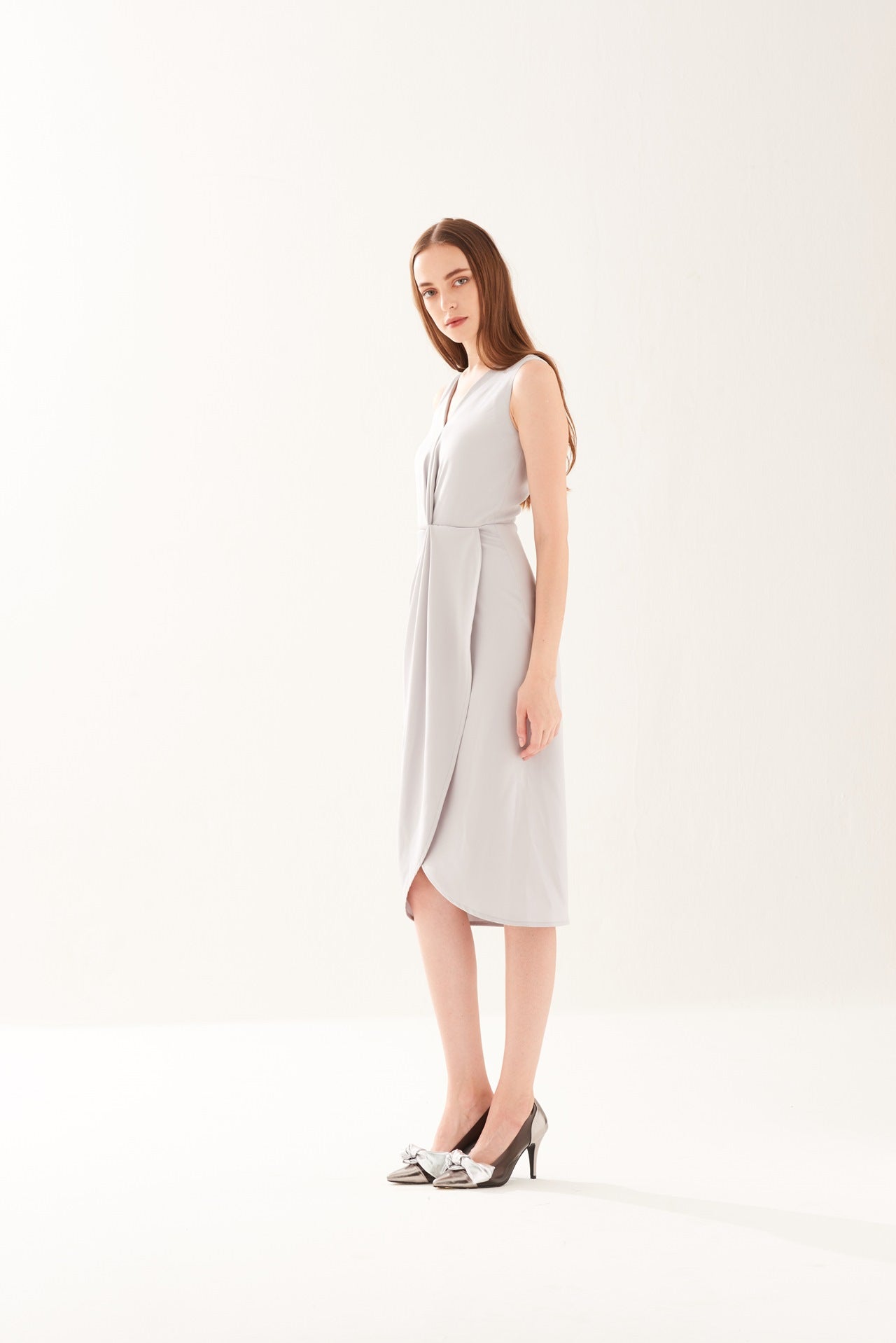 ZS021703DGY : DRAPED DRESS