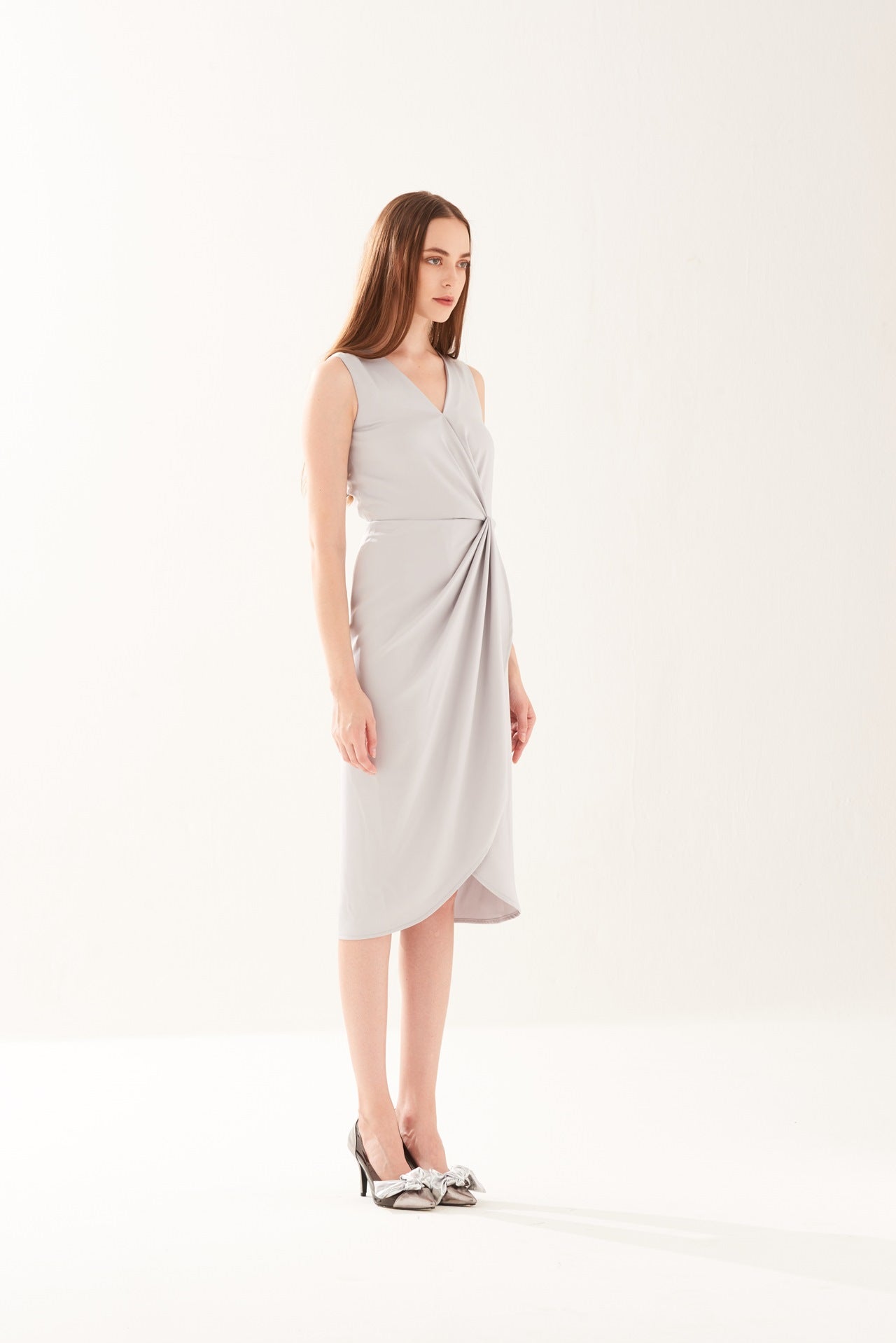 ZS021703DGY : DRAPED DRESS