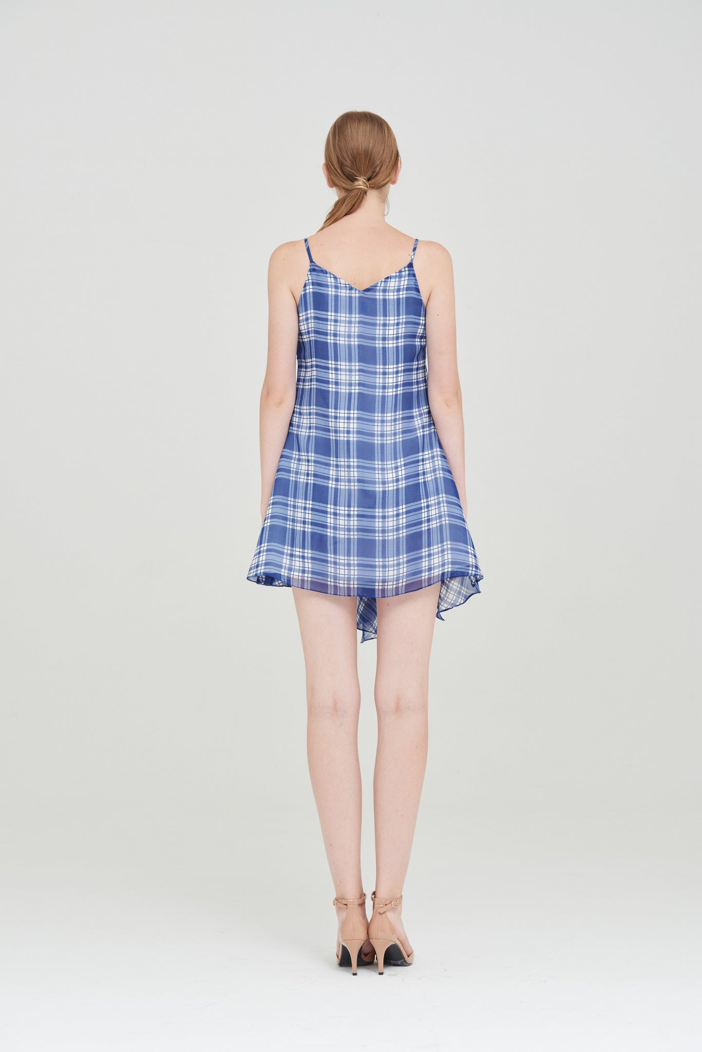 ZT101615DWT : TARTAN CHIFFON DRESS